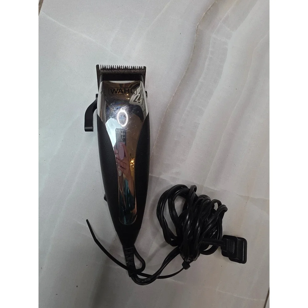 Wahl Precision Hair Clipper Model CMA Corded Electric Trimmer Chrome Black 9W A2